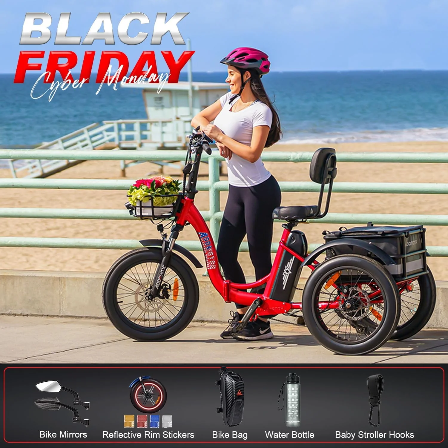 Addmotor Electric Trike, 750W Foldable Electric Tricycle, Folding Electric Trike for Adults,48V 20Ah Removable Battery,20