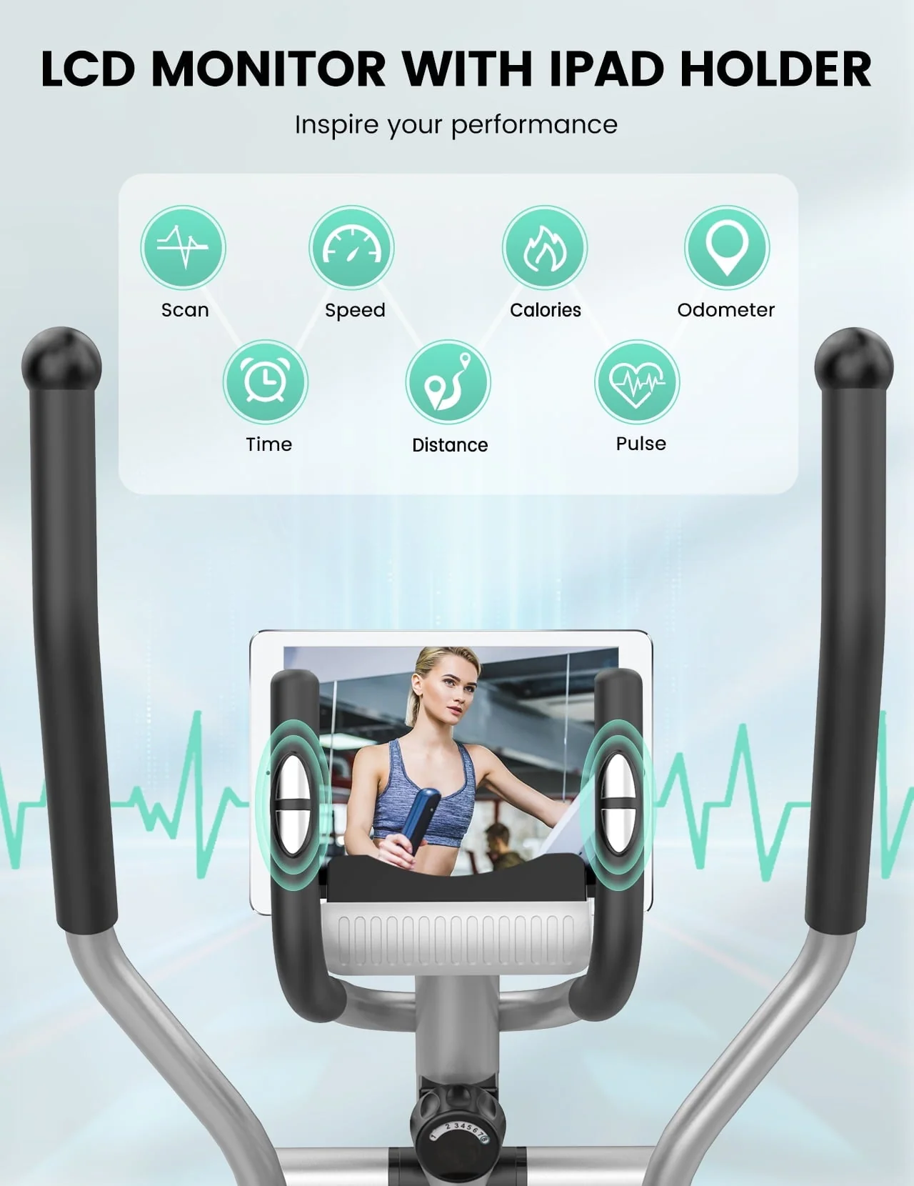 THERUN Elliptical Machines for Home Use, Ultra Quiet Magnetic Elliptical Trainer Exercise Machine, 8 Levels Adjustable Resistance Elliptical Training Machine w/LCD Monitor, Pulse Sensor