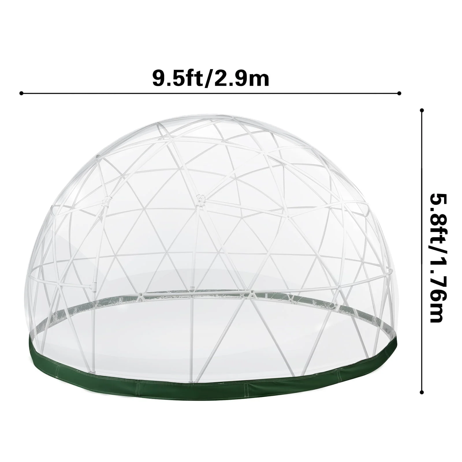 VEVOR Garden Dome 9.5ft - Geodesic Dome with PVC Cover - Bubble Tent with Door and Windows for Sunbubble, Backyard, Outdoor Winter, Party