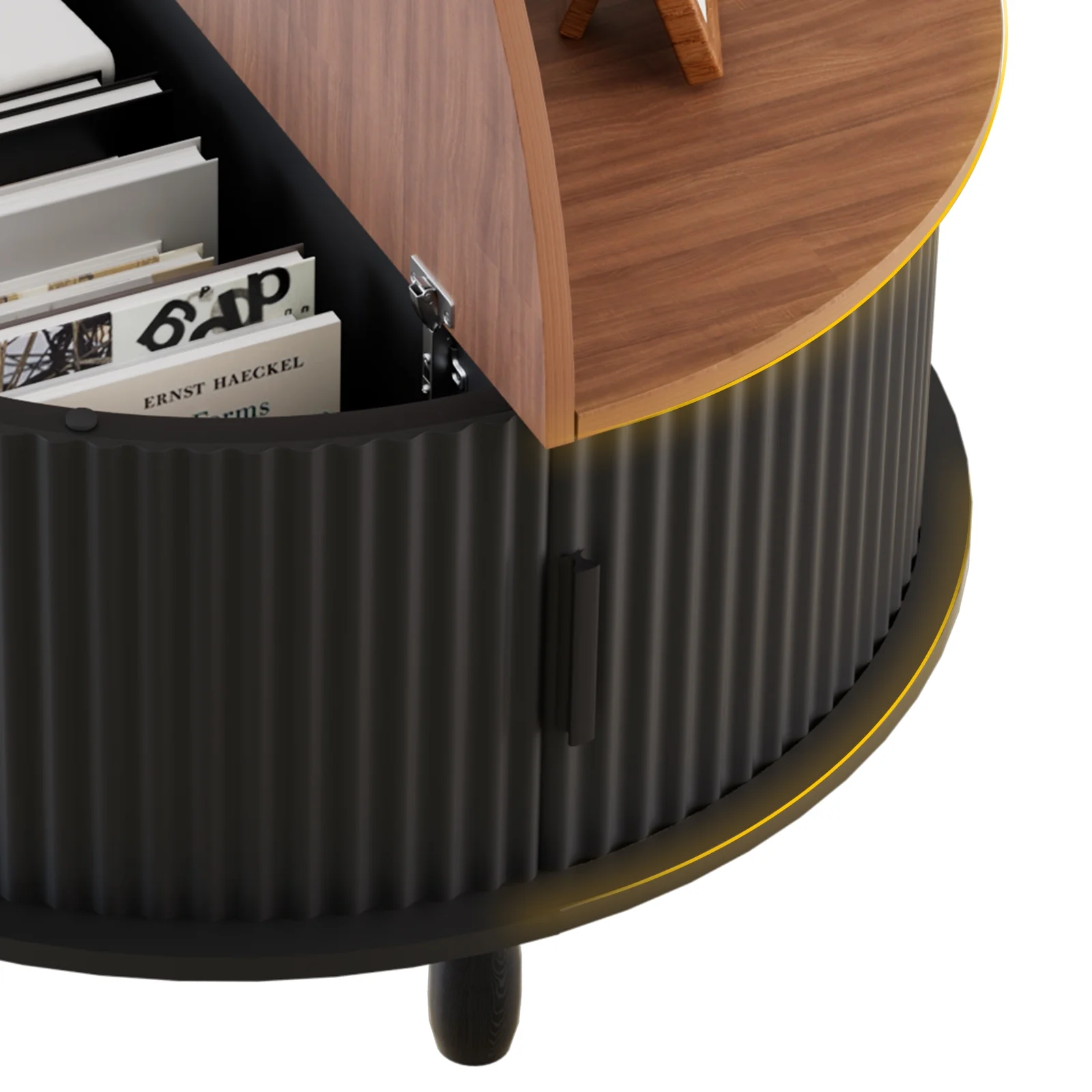 RUMLIVE Round Coffee Table with Storage, 30.7