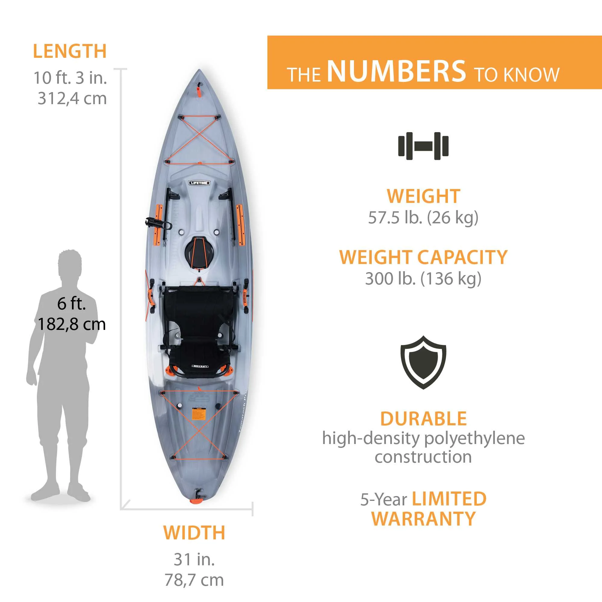 Lifetime Tamarack Pro 123 inch Sit-on-Top Kayak, Eclipse Fusion (91058)