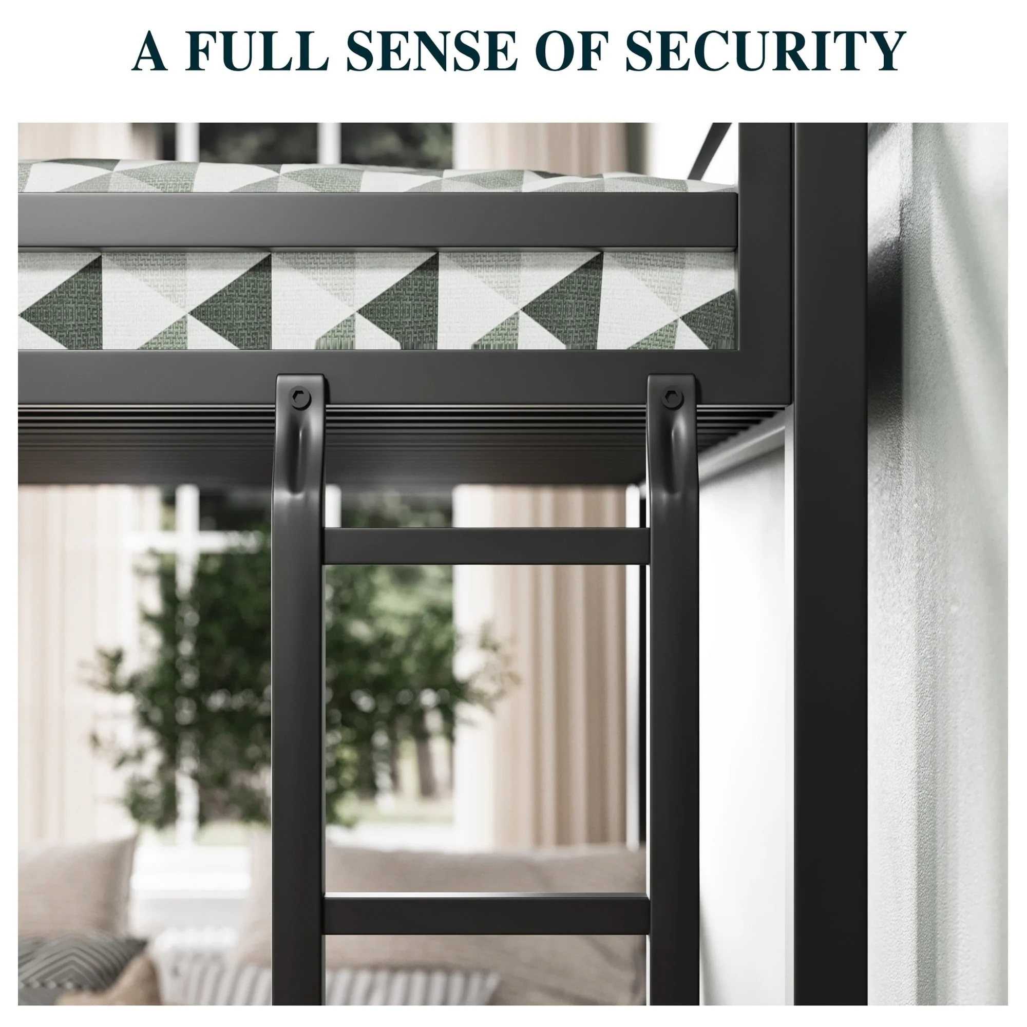 Sha Cerlin Black Twin over Full Size Metal Bunk Bed with Removable Stairs & Underbed Storage, Kids & Teens & Adults