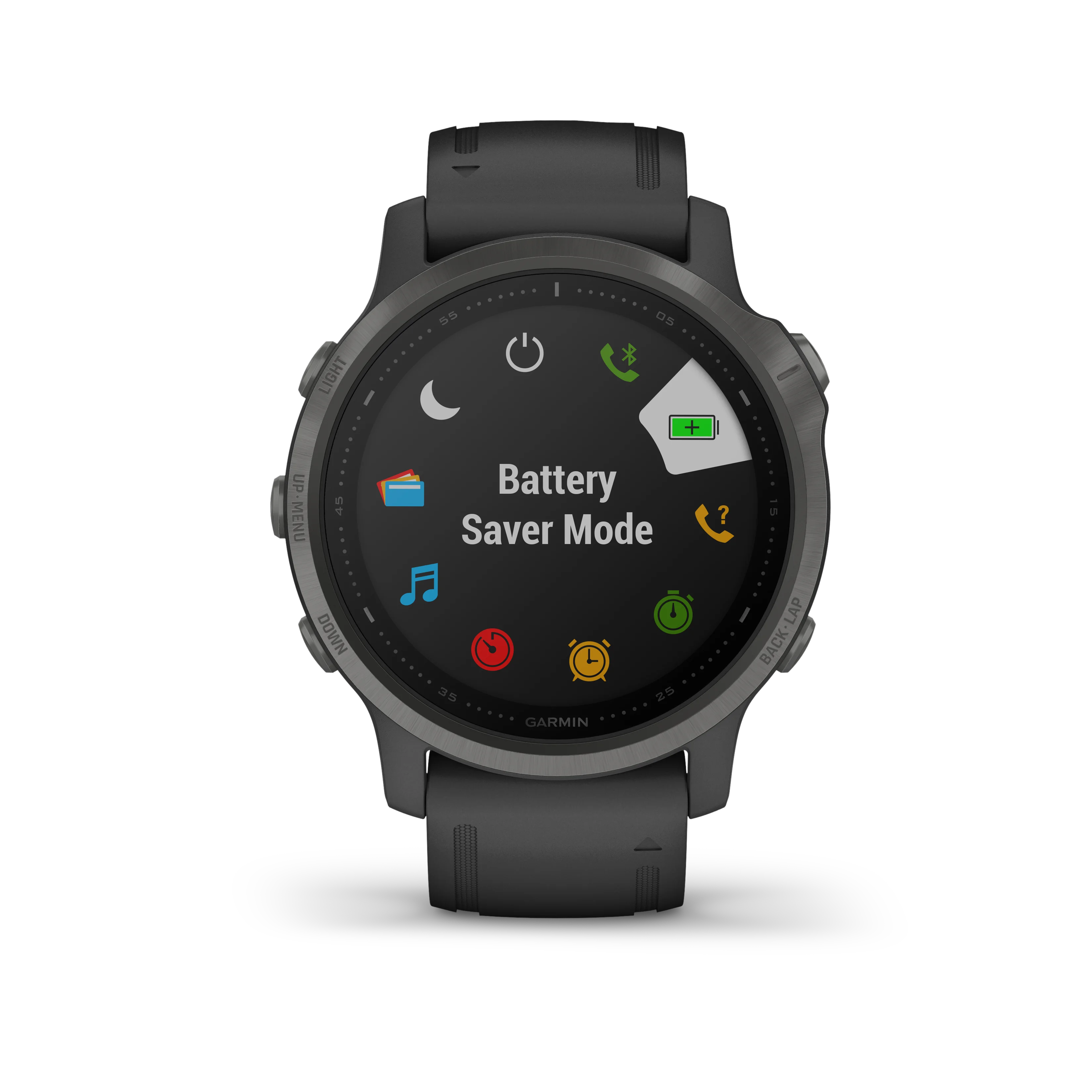 Garmin fēnix® 6S – Sapphire – Carbon Gray DLC with Black Band